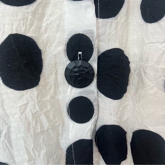YUSHI Women’s Crinkle Print JACKET Black White Polka Dot ART TO WEAR Sz M - Picture 3 of 15